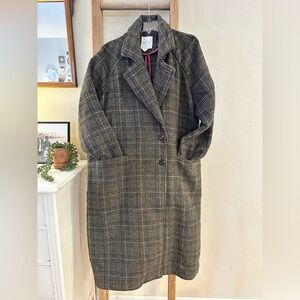Avec Les Filles Checkered Wool Blend Coat